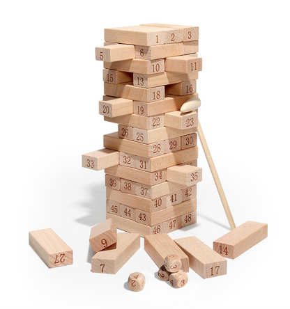 Stacks of high party game Jenga Tabletop Game